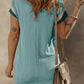 Textured Colorblock Edge Patched Pocket T Shirt Dress