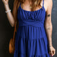 Spaghetti Straps Knot Waist Tiered Mini Dress