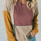 Exposed Seam Colorblock Knit Long Sleeve Top