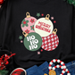 Floral Letter Christmas Ball Printed Crewneck Pullover Sweatshirt