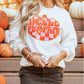 Terry Halloween Pumpkin Patched Pattern Pullover Sweatshirt