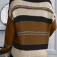 Striped Pattern Knit V Neck Sweater