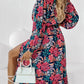 V Neck Elastic High Waist Split Floral Dress