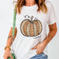 Leopard Pumpkin Graphic Crewneck Halloween T Shirt