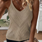 Chevron Pointelle Knit Spaghetti Straps Sweater Vest