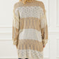 Two-tone Stripes Frayed Trim Lightweight Cardigan