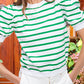 Stripe Puff Sleeve Elegant T-shirt