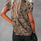 Khaki Floral Print Tiered Flutter Sleeve V Neck Top