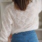 Fanshaped Lace Hollow out Split Neck Puff Sleeve Blouse