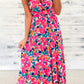 Floral Twisted Smocked Back Tiered Maxi Dress