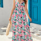 Sling V-Neck Elastic Waist Floral Maxi Dress
