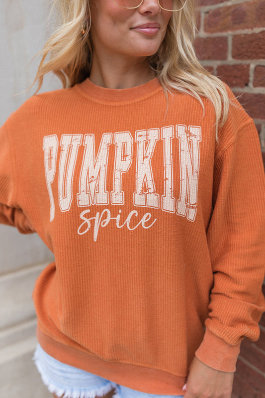 PUMPKIN Spice Graphic Corded Crewneck Sweatshirt