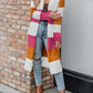 Multicolor Colorblock Open Front Long Knit Cardigan