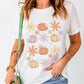 Floral Pumpkin Graphic Crewneck Halloween T Shirt