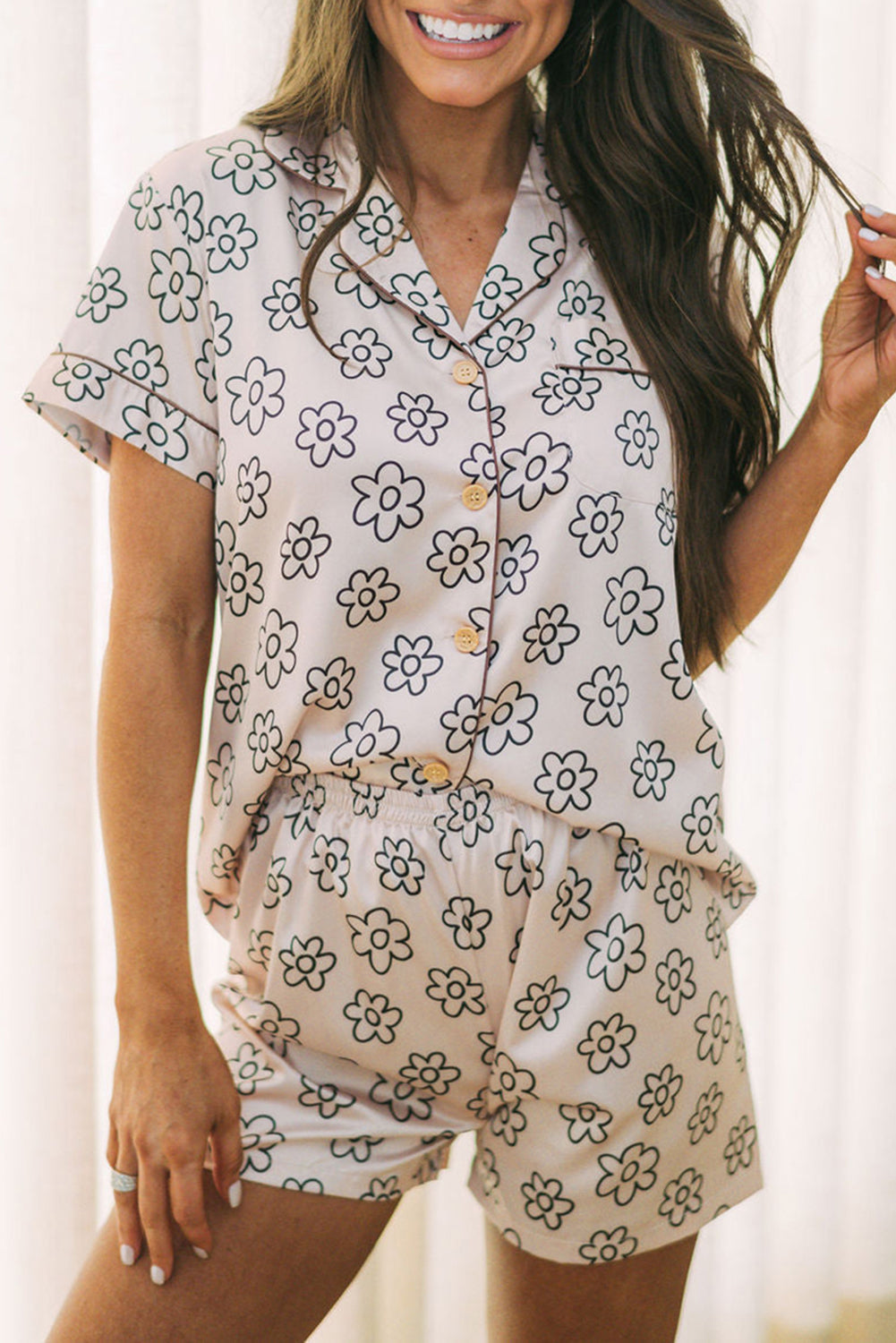 Floret Printed Pajama Shorts Set