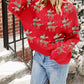 Christmas Reindeer Pattern Drop Shoulder Sweater