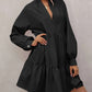 Frilled Stand Collar Long Sleeve Ruffle Dress