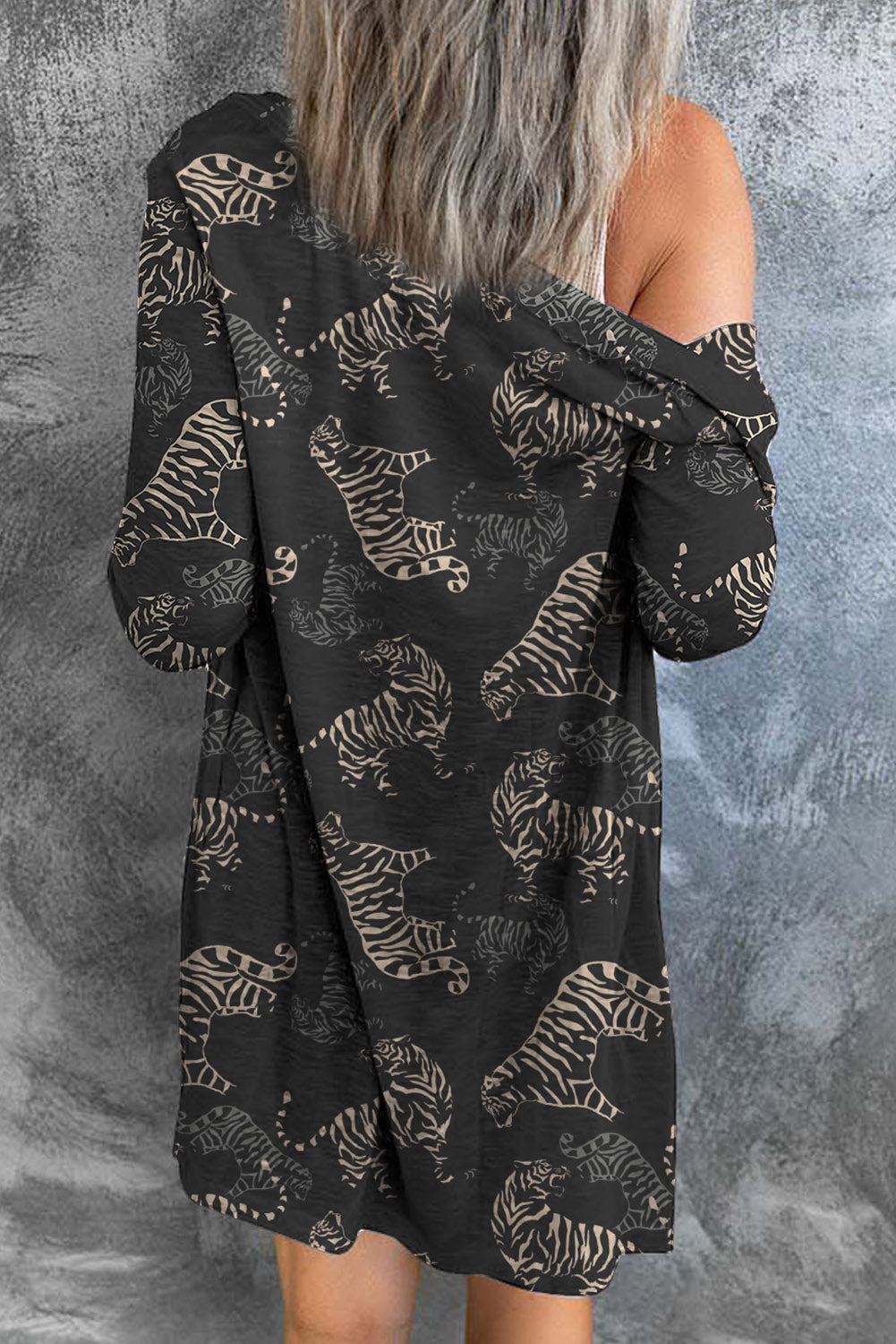 Wild Tiger Print Button Front Cardigan