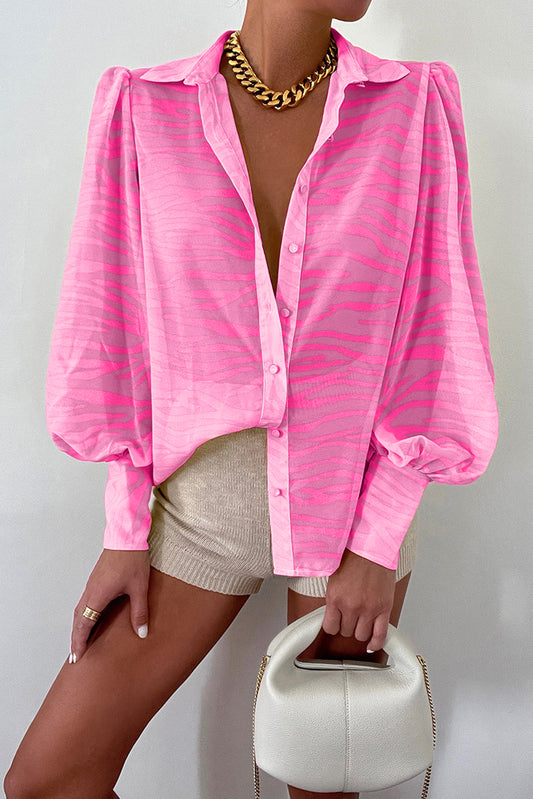 Print Lantern Sleeve Shirt