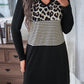 Leopard Striped Patchwork Long Sleeve T-Shirt Dress