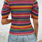 Jacquard Geo Patterned Puff Sleeve T Shirt