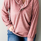 Plus Size Long Sleeve V-Neck Buttoned Top