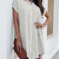 Gray Short Sleeves Striped Shirt Dress