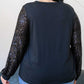 Sequin Contrast Long Sleeve Plus Size Top