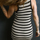 Stripe Hollowed Knit Sleeveless Sweater Dress
