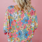 Floral Print V Neck Half Sleeve Blouse