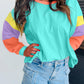 Colorblock Patchwork Long Sleeve Loose Top