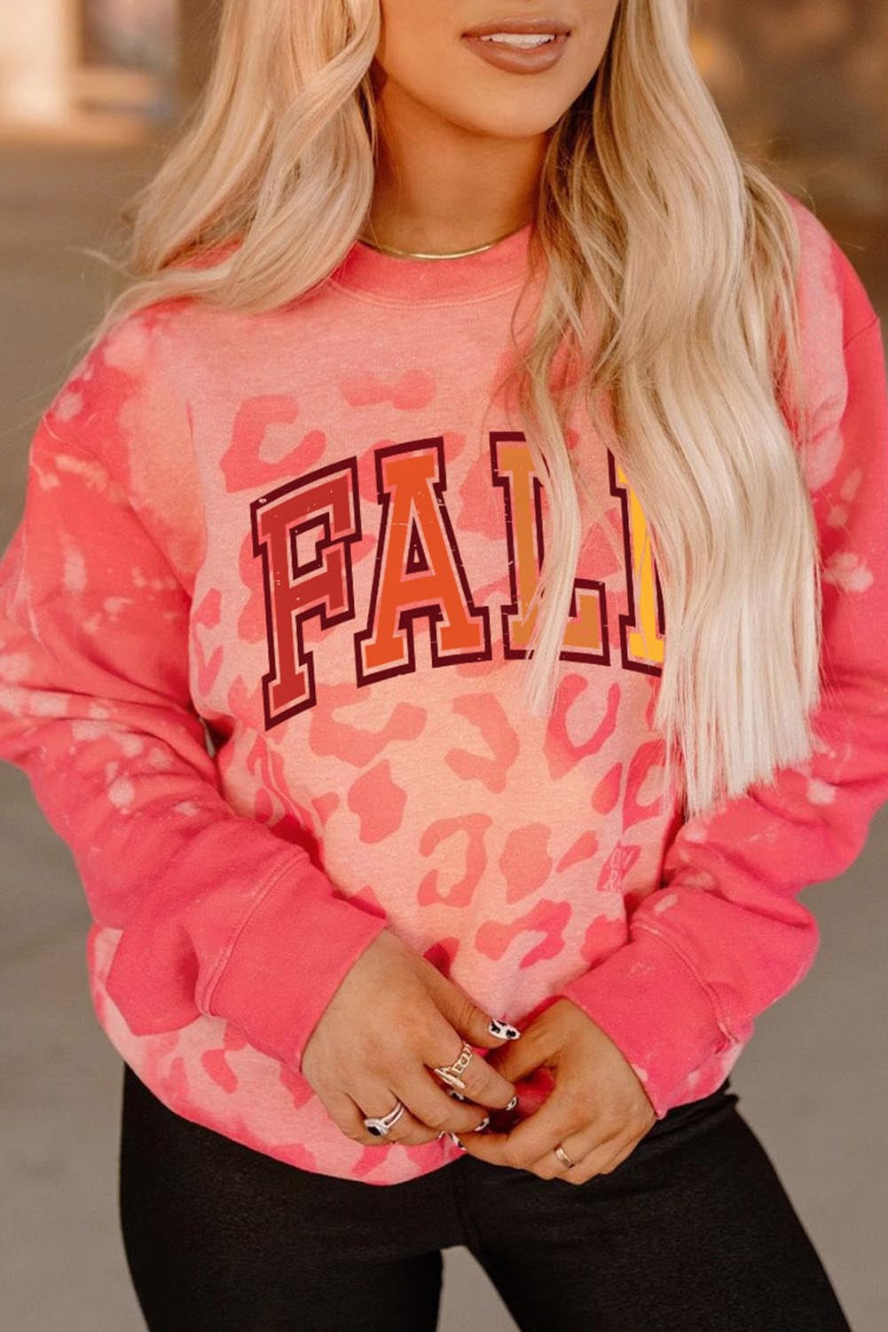 FALL Leopard Print Long Sleeve Pullover Sweatshirt