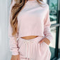 Fleece Two-piece Cropped Pullover and Shorts Set
