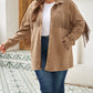 Fringe Trim Plus Size Suede Shacket