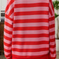 Stripe Long Sleeve Round Neck Drop Shoulder Top