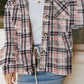 Sherpa Plaid Button Pocketed Jacket