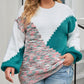 Scalloped Color Block Plus Size Sweater