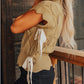 Hollowed Knit Scalloped Trim High Neck Sweater