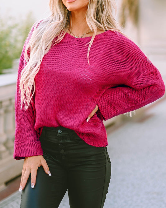 Loose Knitted V Neck Sweater