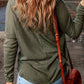 Loose Ribbed Knit V Neck Long Sleeve Top