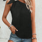 Textured Bowknot One Shoulder Tank Top