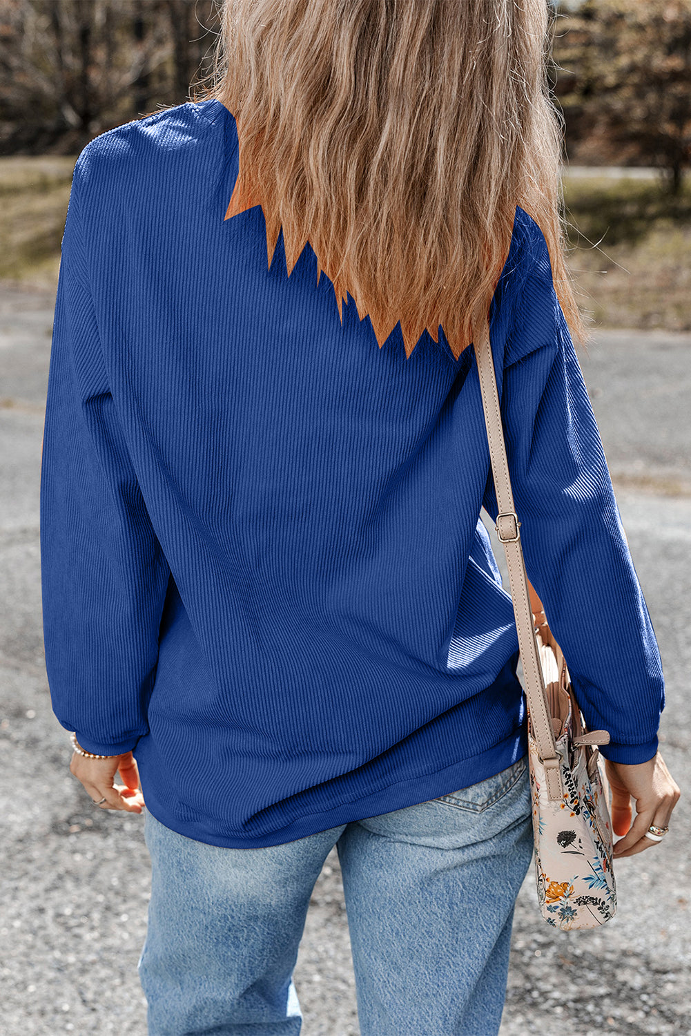 GAME DAY Glitter Detail Ribbed Drop Shoulder Sweatshirt