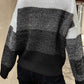 Color Block Drop Shoulder Ribbed Trim Sweater