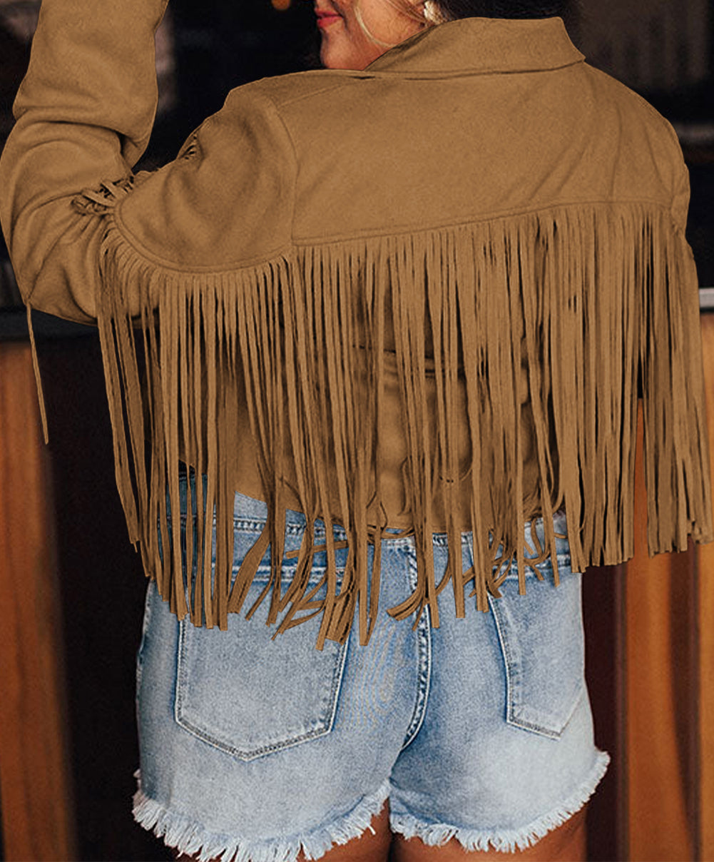 Fringe Plus Size Cropped Jacket