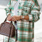 Plaid Flap Pocket Long Sleeve Shacket