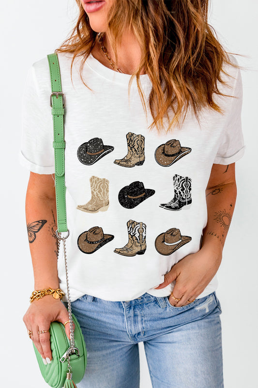 Cowboys Boots Western Fashion Print T Shirt