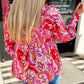 Plus Size Floral Sweetheart Neck Babydoll Blouse