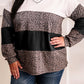 Leopard Print Colorblock V Neck Long Sleeve Plus Size Top