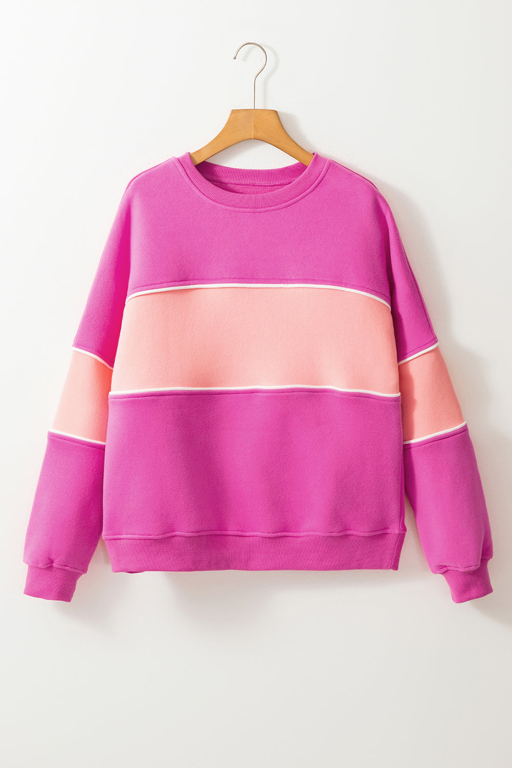 Colorblock Patchwork Drop Shoulder Ribbed Trim Sweatshirt