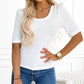 Round Neck Half Sleeve Ribbed Knit Top